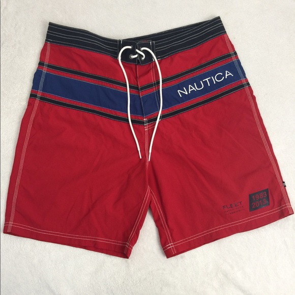 Nautica 36W Red Swimming Trunks Summer Board Short - Picture 6 of 6